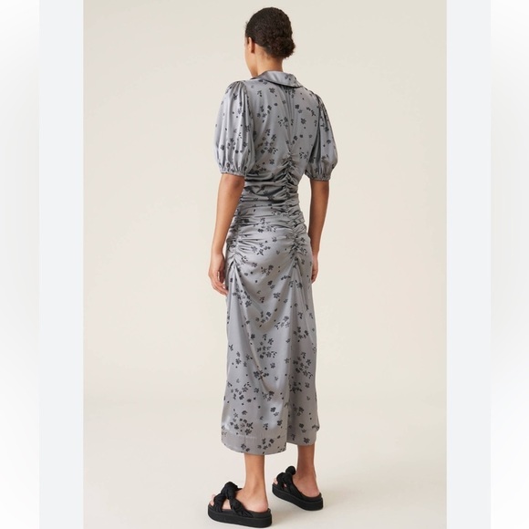 Ganni Silk Stretch Satin Dress Size Small NWT - Picture 2 of 13